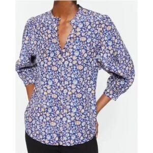 J. McLaughlin Sherry Blouse in Mini Secret Garden Promotions Silk Blend Blouse M